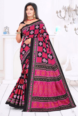 Tareni Printed Sambalpuri Pure Cotton Saree(Pink)