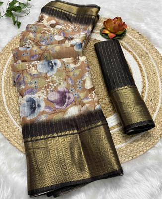 RegalDrapes Floral Print Bollywood Silk Blend, Art Silk Saree(Multicolor)