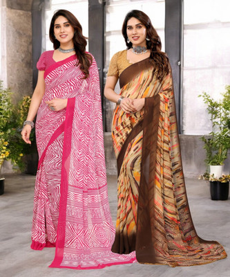 Divastri Printed Bollywood Georgette Saree(Pack of 2, Multicolor)