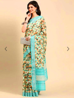 Gajal Self Design Kanjivaram Linen, Cotton Linen Saree(Light Blue)