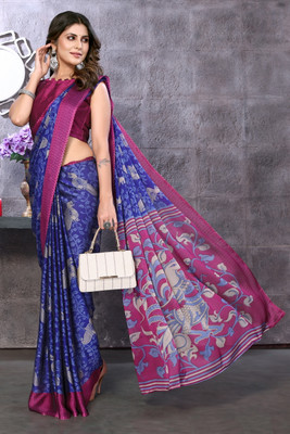 Kjs Digital Print Mysore Chiffon Saree(Multicolor)