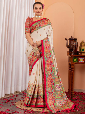 ANOUK Printed Daily Wear Silk Blend Saree(Multicolor)