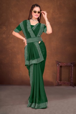 KEYU FASHION Embellished Bollywood Georgette Saree(Green)