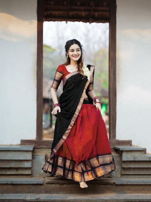 SHREE SANT SAREES Woven Banarasi Jacquard Saree(Blue, Red)