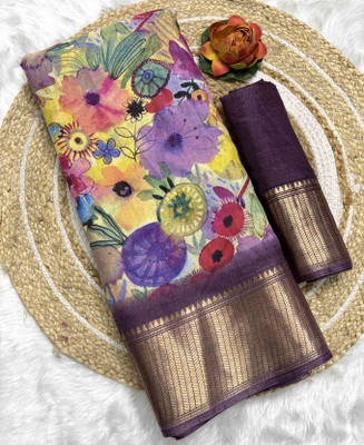 RegalDrapes Digital Print, Woven Bollywood Silk Blend, Art Silk Saree(Magenta)