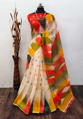 Gajal Self Design Kanjivaram Linen, Cotton Linen Saree(Multicolor)