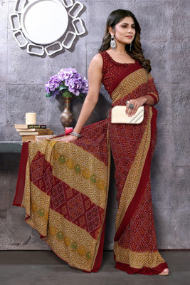 YASHIKA Printed Daily Wear Georgette Saree(Maroon)