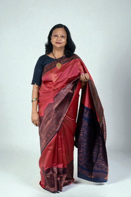 SnehaFashion Creation Printed Banarasi Silk Blend Saree(Maroon, Dark Blue)