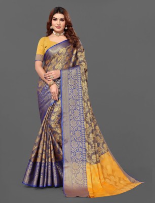 MAANVIT Self Design Kanjivaram Pure Silk, Art Silk Saree(Grey)