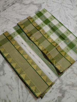 Dutta Self Design Tant Pure Cotton Saree(Yellow)