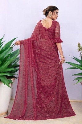 Fashion Nexa Printed Bollywood Brasso Saree(Maroon)