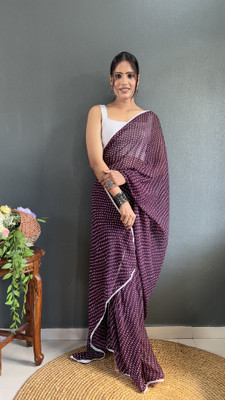 Moda Rapido Digital Print Bandhani Georgette Saree(Brown)