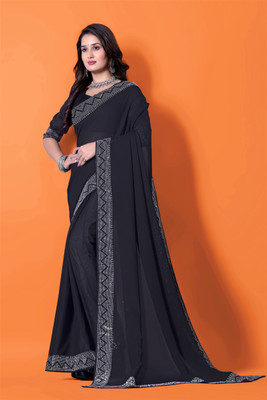 RadhikaFashion Embellished Bollywood Georgette Saree(Black)