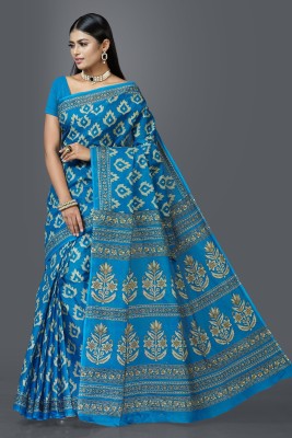 SHANVIKA Printed Daily Wear Pure Cotton Saree(Blue)