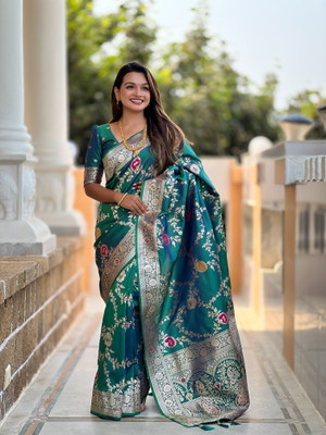 RK Creation Self Design Bollywood Silk Blend Saree(Blue)