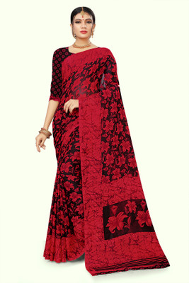 Vimalnath Synthetics Printed Daily Wear Georgette Saree(Red)
