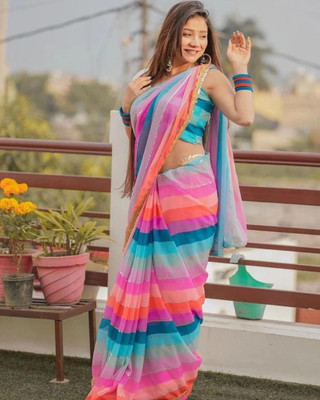 kumawat creation Printed Bollywood Georgette Saree(Pink)