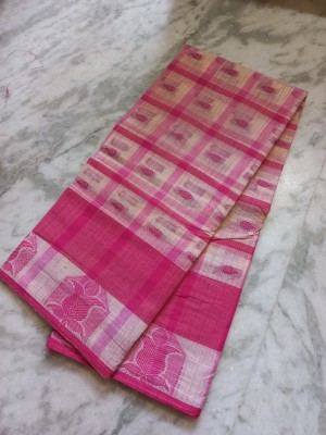 Maasaree Self Design Tant Pure Cotton Saree(Beige, Pink)