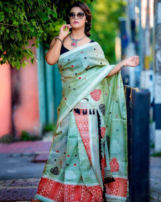vraj enterprise Printed Pure Silk Saree(Multicolor)