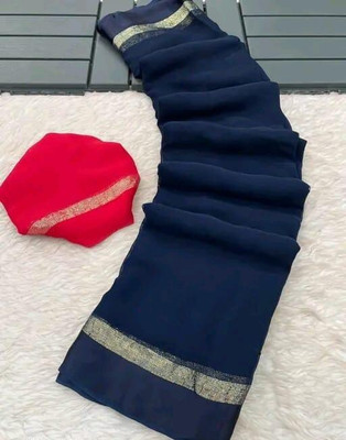 HfLifeStyle Self Design Bollywood Viscose Rayon Saree(Dark Blue)