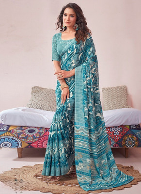 Panchvati NX Printed Bollywood Georgette Saree(Light Blue)