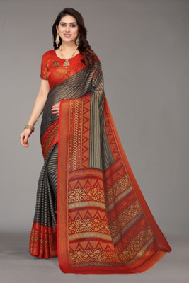 VISIONEMBRO Printed Bollywood Brasso Saree(Multicolor)