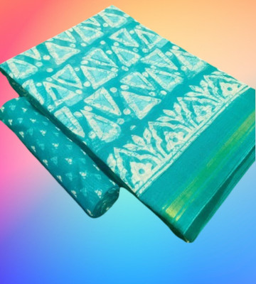 Gugaliya Geometric Print Chanderi Art Silk, Cotton Blend Saree(Multicolor)