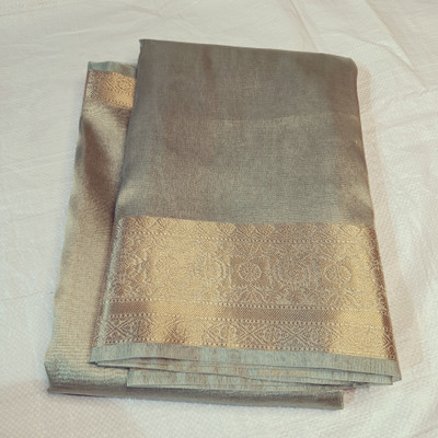 MT textiles Woven Banarasi Tissue Saree(Grey)