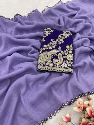 K 5 FASHION Embroidered, Self Design Bollywood Tissue Saree(Multicolor)