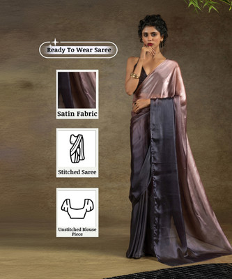 Sareemall Ombre Bollywood Satin Saree(Pink, Black)