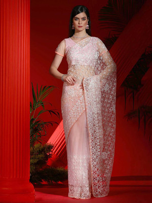 Tasrika Embellished Bollywood Georgette Saree(Pink)