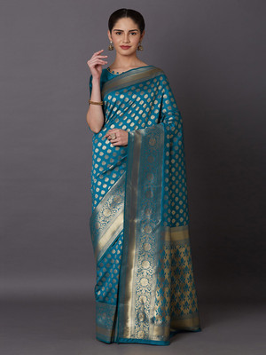 Aaradhya Creation Woven, Self Design Banarasi Jacquard Saree(Black)