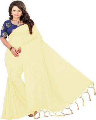 HouseOfCommon Self Design, Solid/Plain Bollywood Silk Blend Saree(Beige)