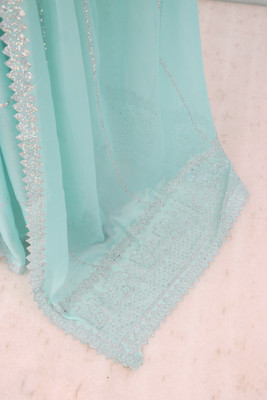 HouseOfCommon Embellished Bollywood Pure Silk Saree(Light Blue)