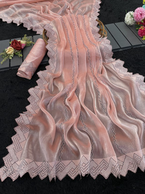 VarniRaaj Fashion Embellished Bollywood Jimmy choo Saree(Pink)