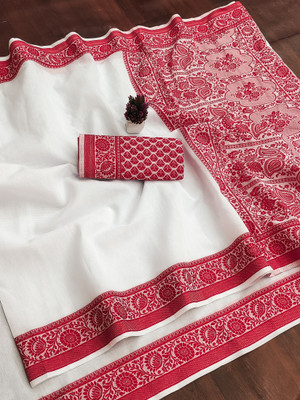 Cjrm Printed Gadwal Cotton Silk Saree(Multicolor)