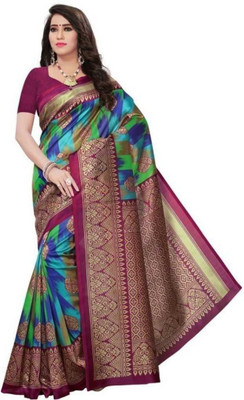 Grubstaker Printed Bollywood Art Silk Saree(Multicolor)