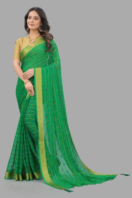 Divastri Woven, Embellished Bollywood Chiffon Saree(Green)