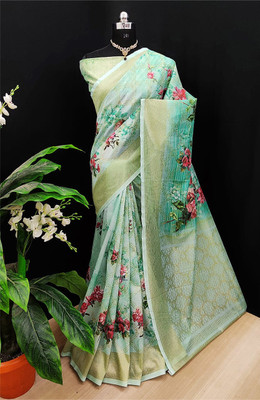 Divastri Printed, Digital Print Banarasi Art Silk, Jacquard Saree(Green)