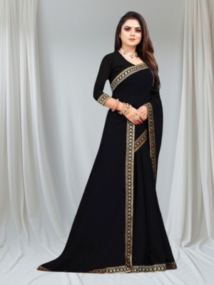 Samrudhh Enterprise Embroidered Bollywood Net Saree(Black)