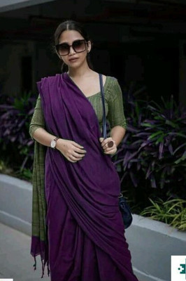 Sandhyatara Solid/Plain Handloom Pure Cotton Saree(Magenta)