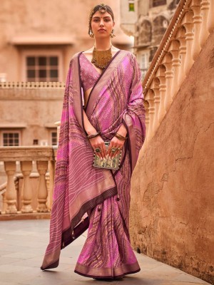 ANOUK Printed Daily Wear Silk Blend Saree(Pink)