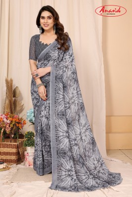 Anand Sarees Ombre, Floral Print Daily Wear Georgette Saree(Grey)