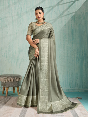 Pbs Prints Printed Bollywood Tussar Silk Saree(Green)