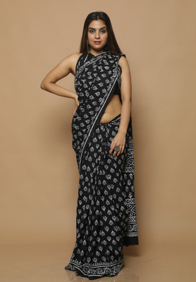 SHIVANYA HANDICRAFTS Blocked Printed Bollywood Pure Cotton Saree(Multicolor)