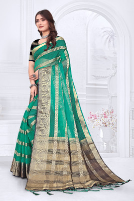 Aarunika SBT Woven Bollywood Organza Saree(Light Green)