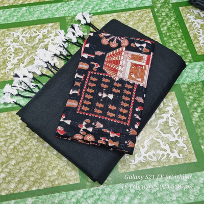 BRYNBRIT Self Design Handloom Cotton Blend Saree(Multicolor)