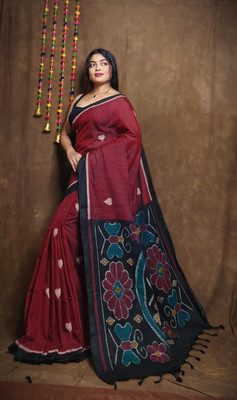 NAMITASAREES Printed Handloom Pure Cotton Saree(Red)