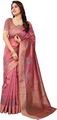 Moda Rapido Woven, Temple Border Assam Silk Cotton Silk Saree(Pink)