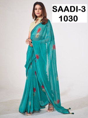Divastri Woven Bollywood Georgette Saree(Blue)